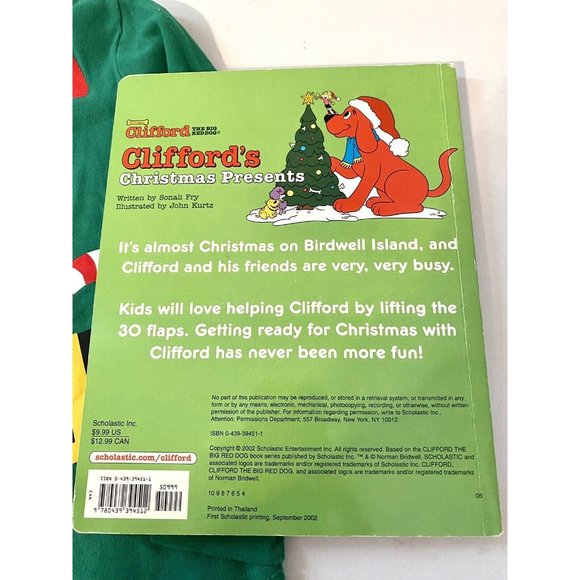 Clifford's Christmas Presents by Sonali Fry 2002 Flap Book w 5T Elf Top Beanie - Picture 6 of 7